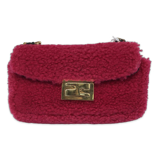 Shearling Nappa Mini Be Baguette Shoulder Bag