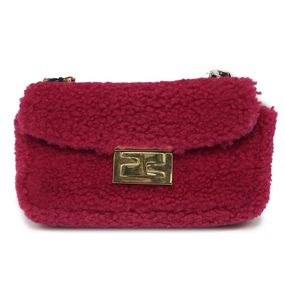 Shearling Nappa Mini Be Baguette Shoulder Bag