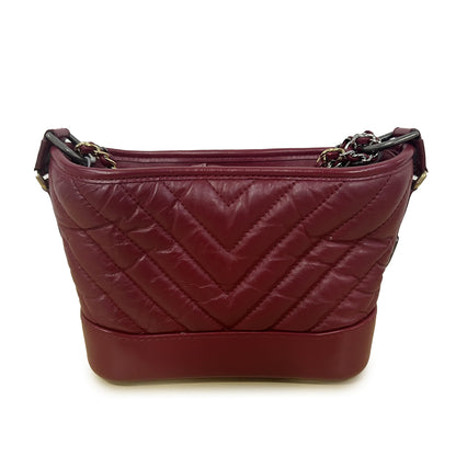 Quilted Chevron Calfskin Gabrielle Small Hobo