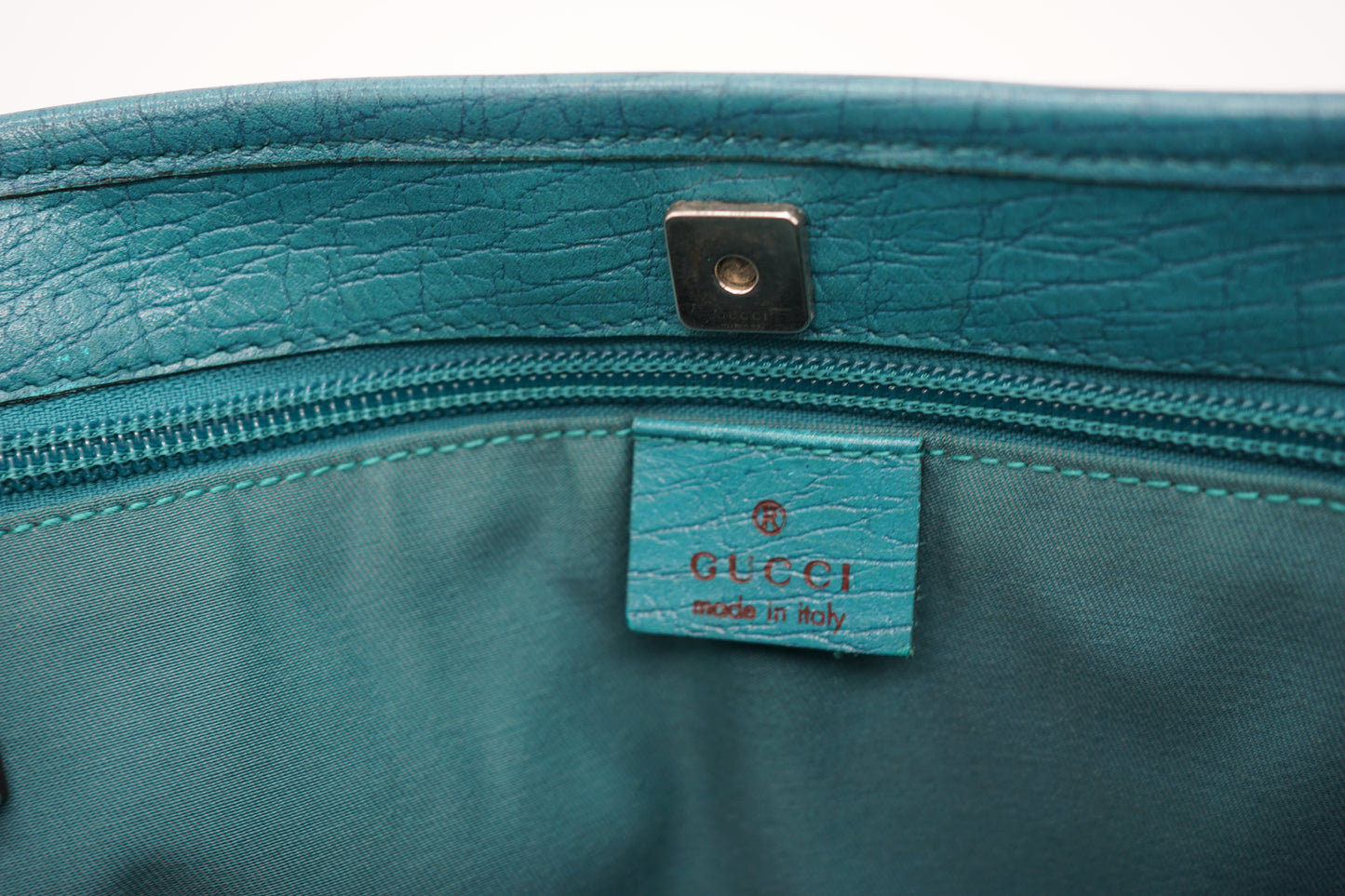 GG Supreme Joy Shoulder Tote Turquoise Leather Trimming Model Number 114595 B18