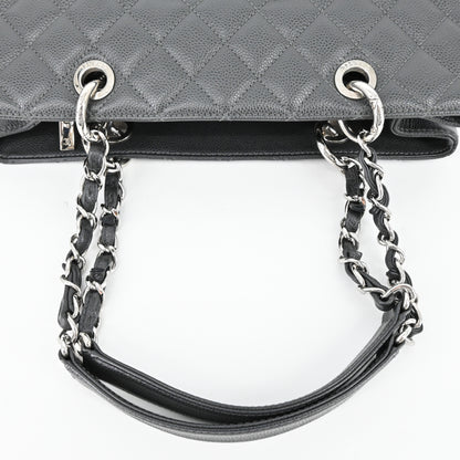 GST Caviar Skin Chain Tote Bag Black Silver Hardware 18198123