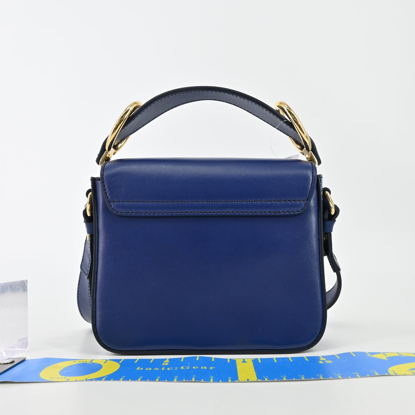 Leather 2WAY shoulder mini bag in blue