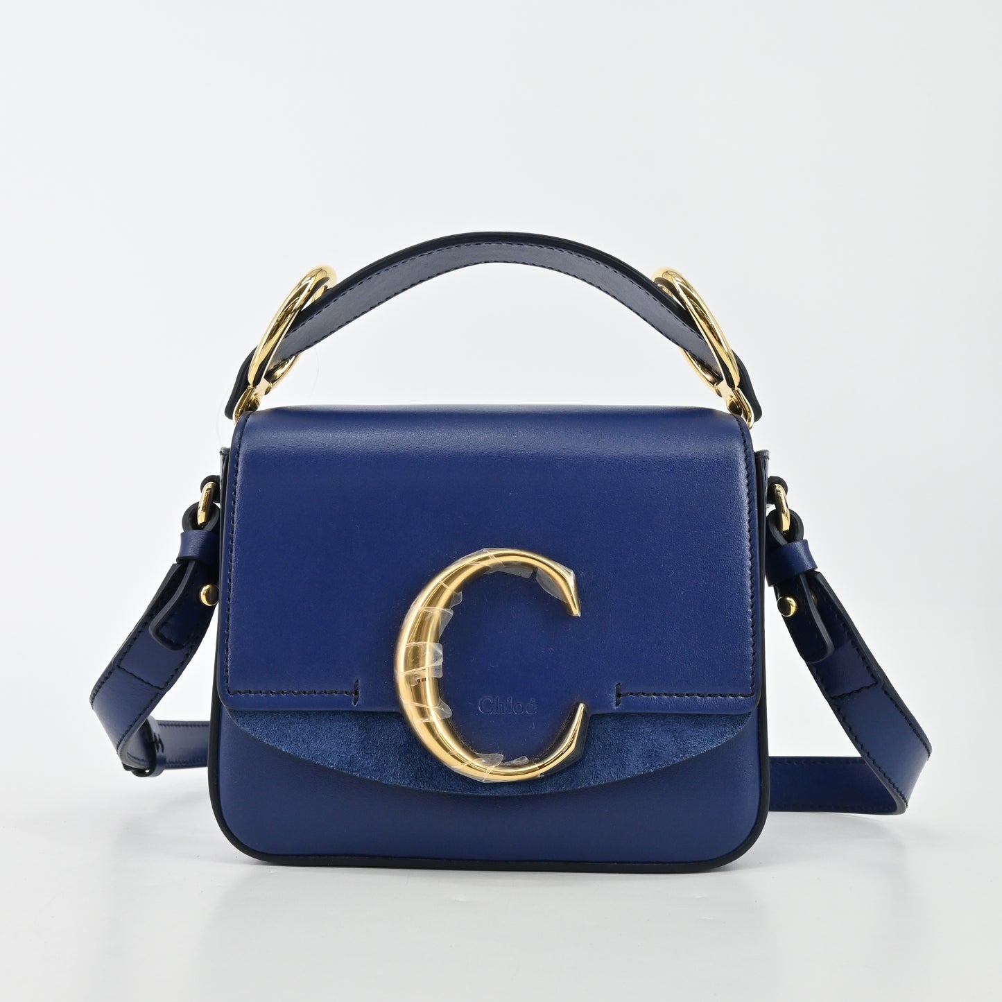 Leather 2WAY shoulder mini bag in blue