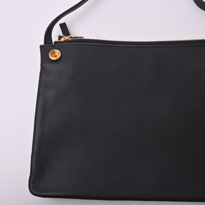 Leather Trio Large Shoulder Bag Black