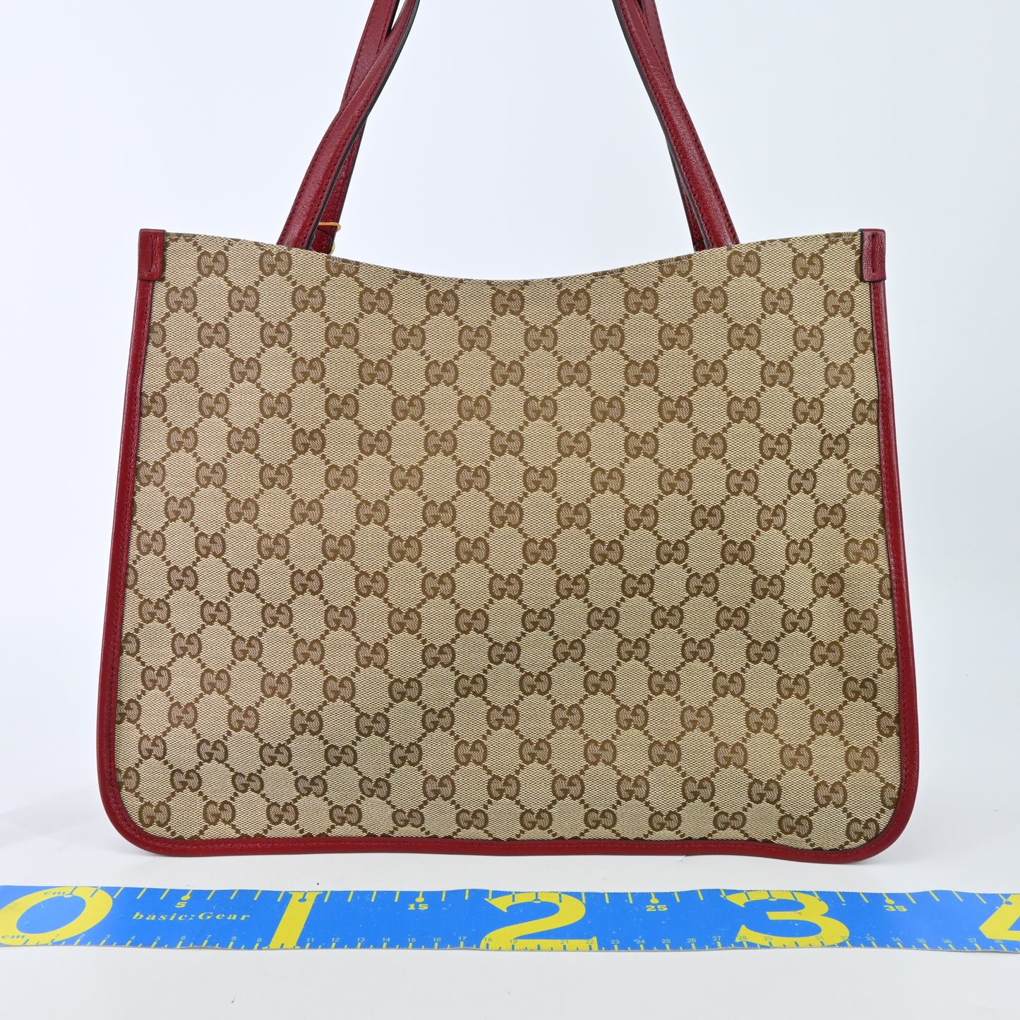 GG canvas horsebit tote in red