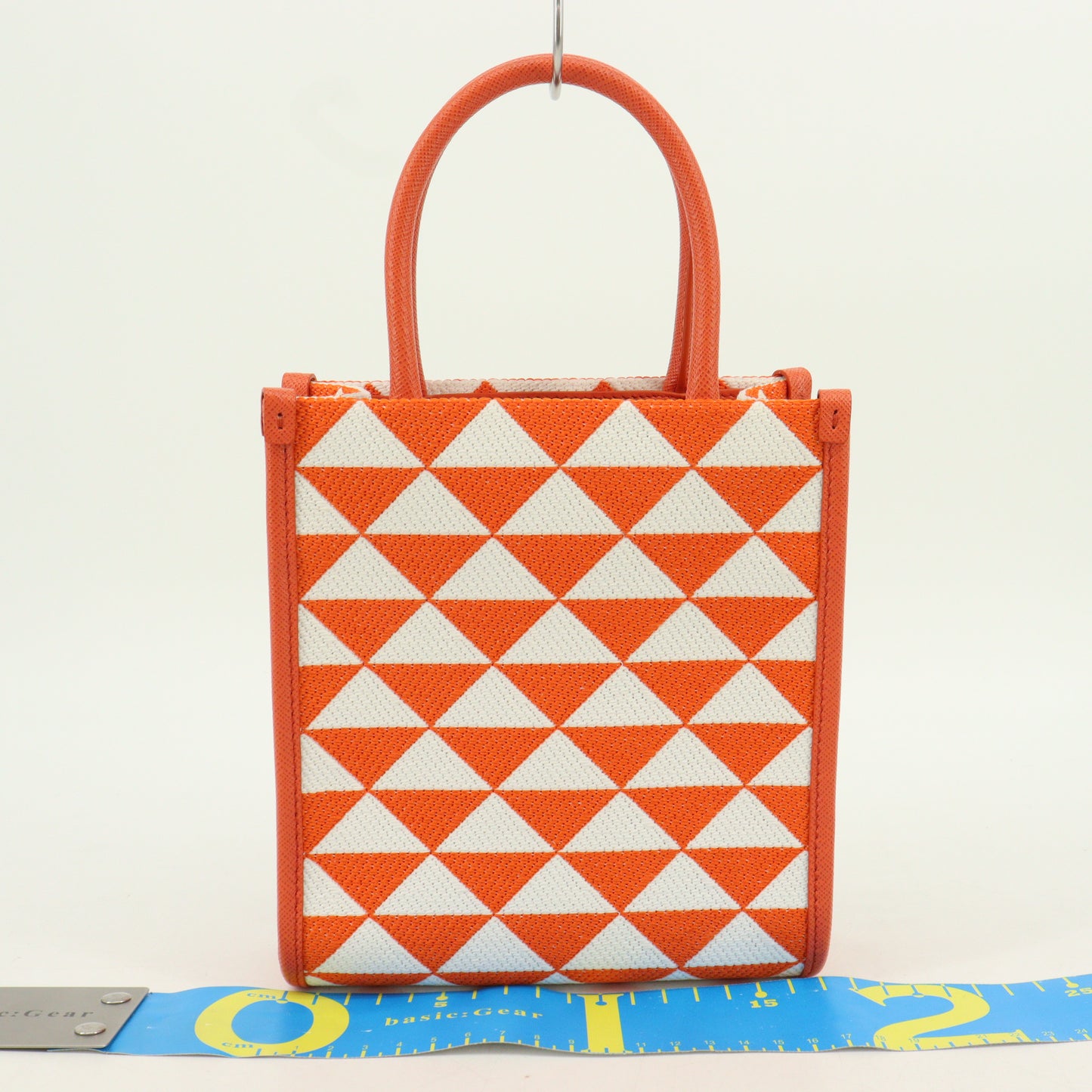 Canvas x Saffiano 2WAY mini handbag Orange x White