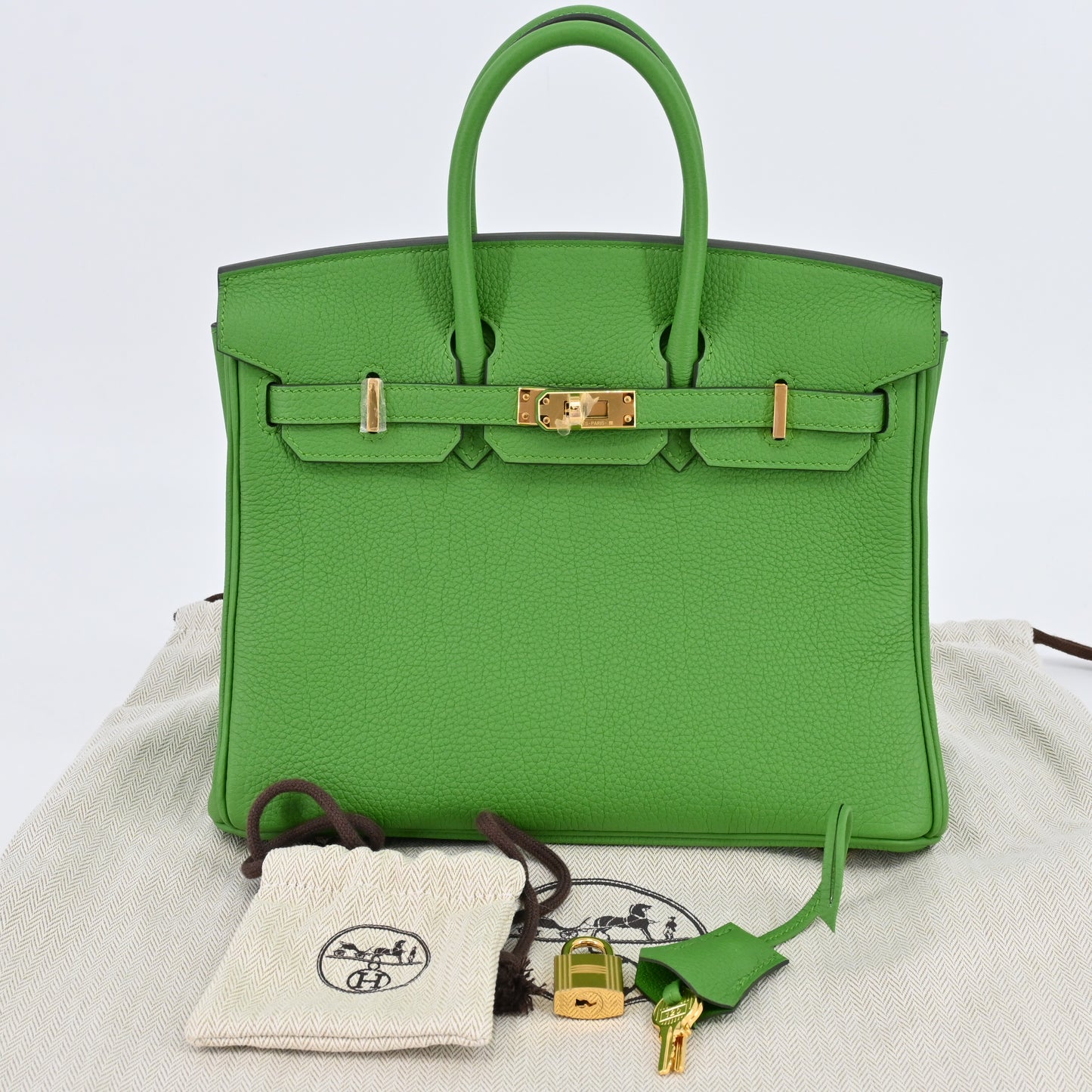 Birkin 25 Togo Vert Yucca G hardware W stamp