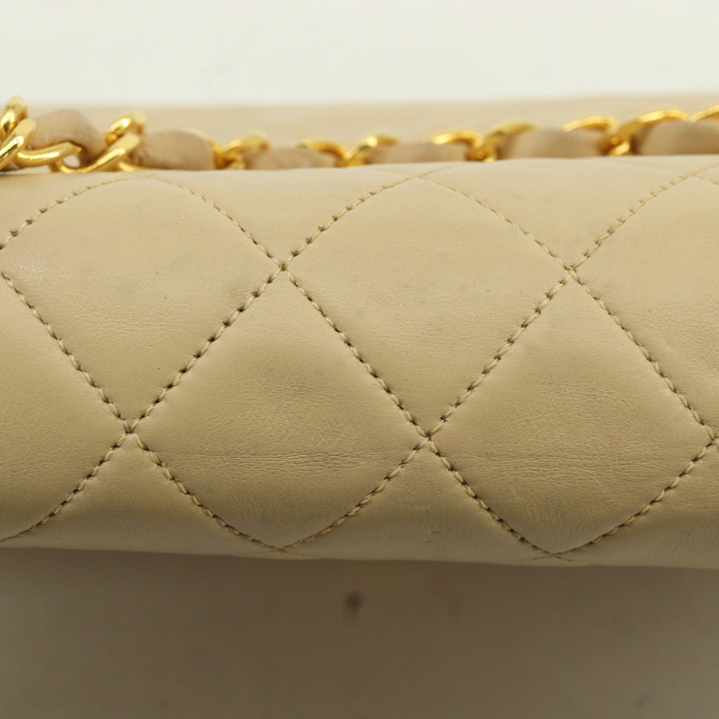 Lambskin Matelasse Full Flap Chain Shoulder Bag Beige G Hardware 2nd Series