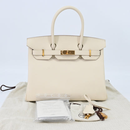 Birkin 30, Epsom leather, cream, PG hardware, D stamp