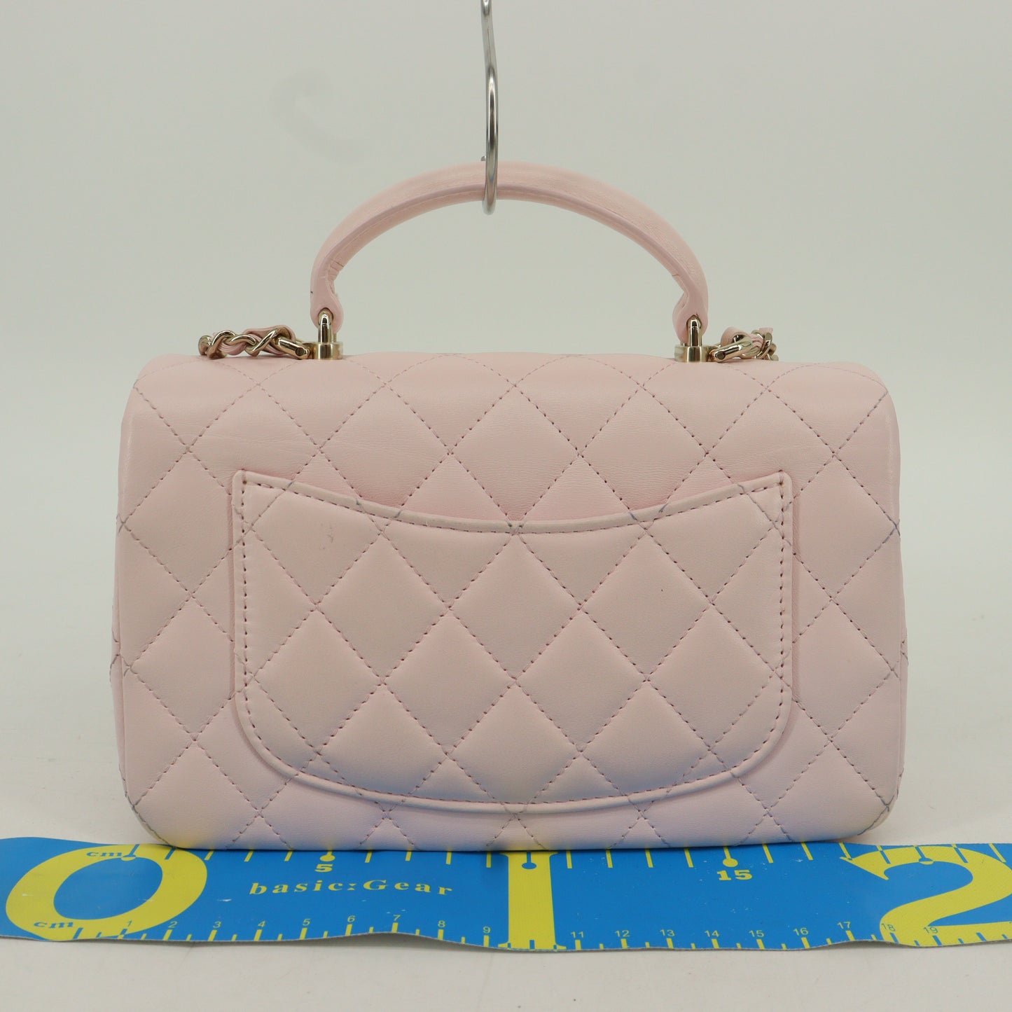 Lambskin Matelasse Top Handle Chain Shoulder Bag Pink G Hardware IC Chip