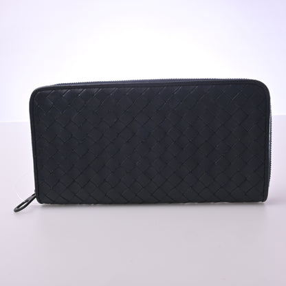 Intrecciato Leather Round Zip Long Wallet