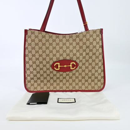 GG canvas horsebit tote in red