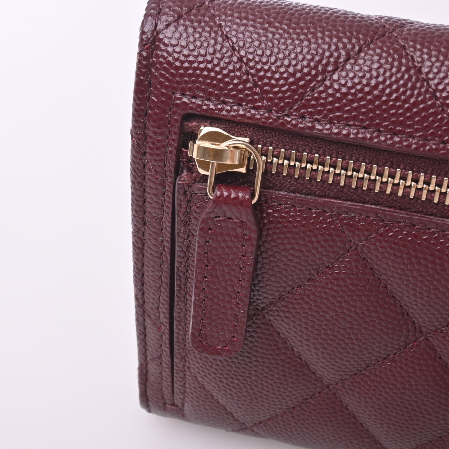 Caviar Tri-fold Wallet Bordeaux G Hardware 31 Series