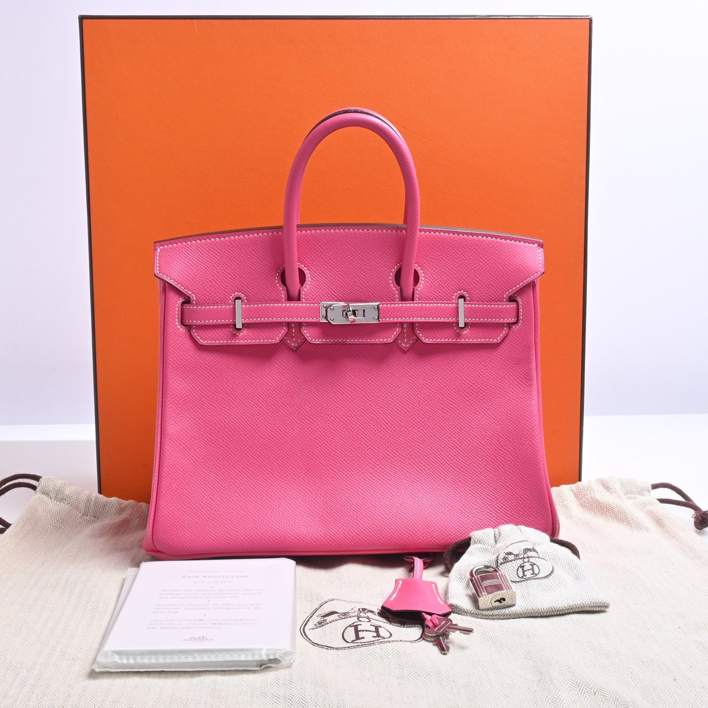 Epson Birkin 25 Rose Tyrian Pink Silver hardware O stamp