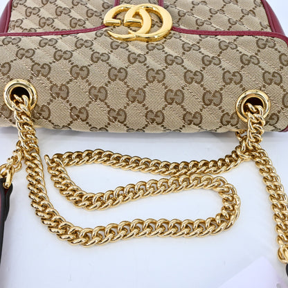 GG Canvas GG Marmont Chain Shoulder Bag Red