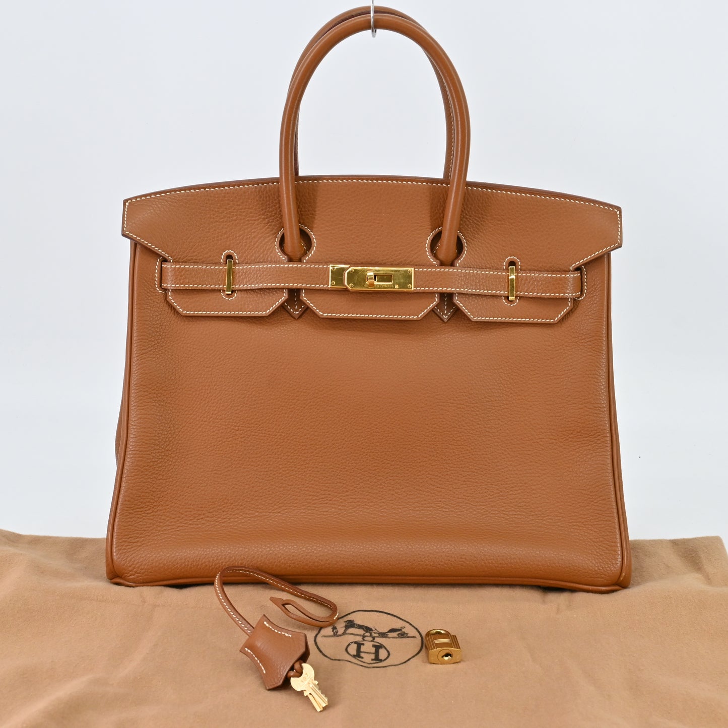 Birkin 35 Togo Gold G hardware C engraved