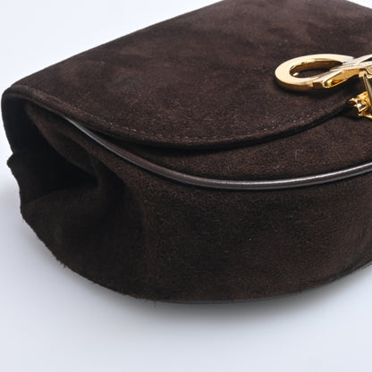 Gancini Suede Chain Shoulder Bag Brown