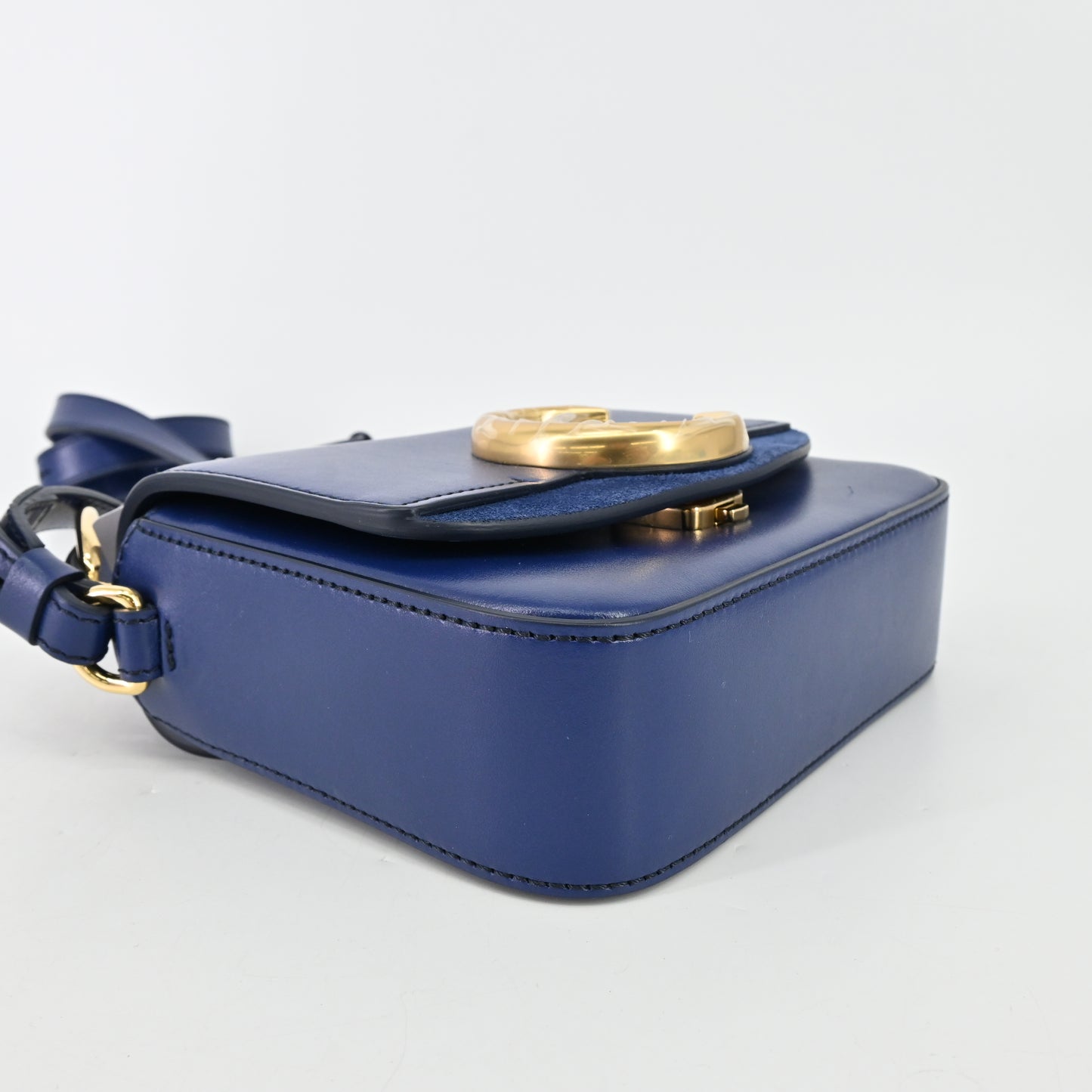 Leather 2WAY shoulder mini bag in blue