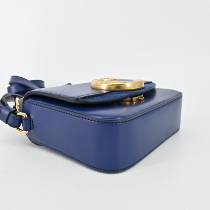 Leather 2WAY shoulder mini bag in blue