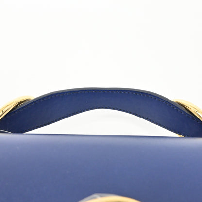 Leather 2WAY shoulder mini bag in blue