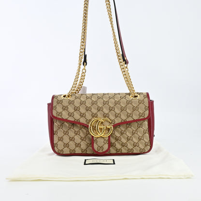 GG Canvas GG Marmont Chain Shoulder Bag Red