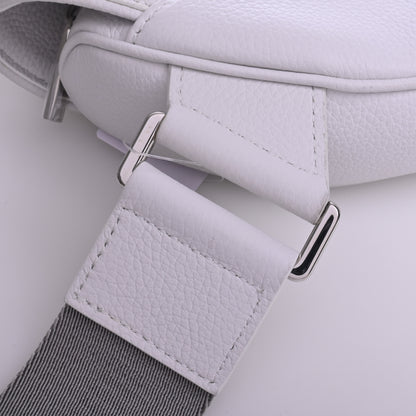 Leather saddle shoulder bag, white, silver hardware