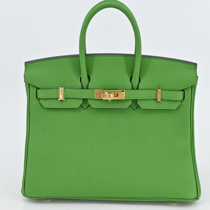 Birkin 25 Togo Vert Yucca G hardware W stamp