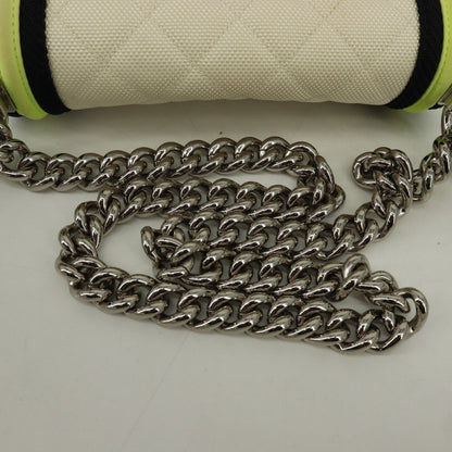 Boy Chanel Nylon Chain Shoulder Bag White Silver Hardware 21 Series