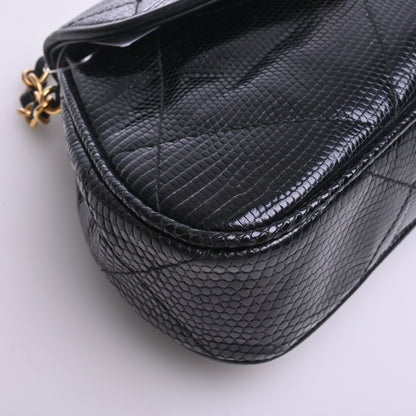 Matelasse Coco Lizard Chain Pouch Black G Metal Fittings Series 1