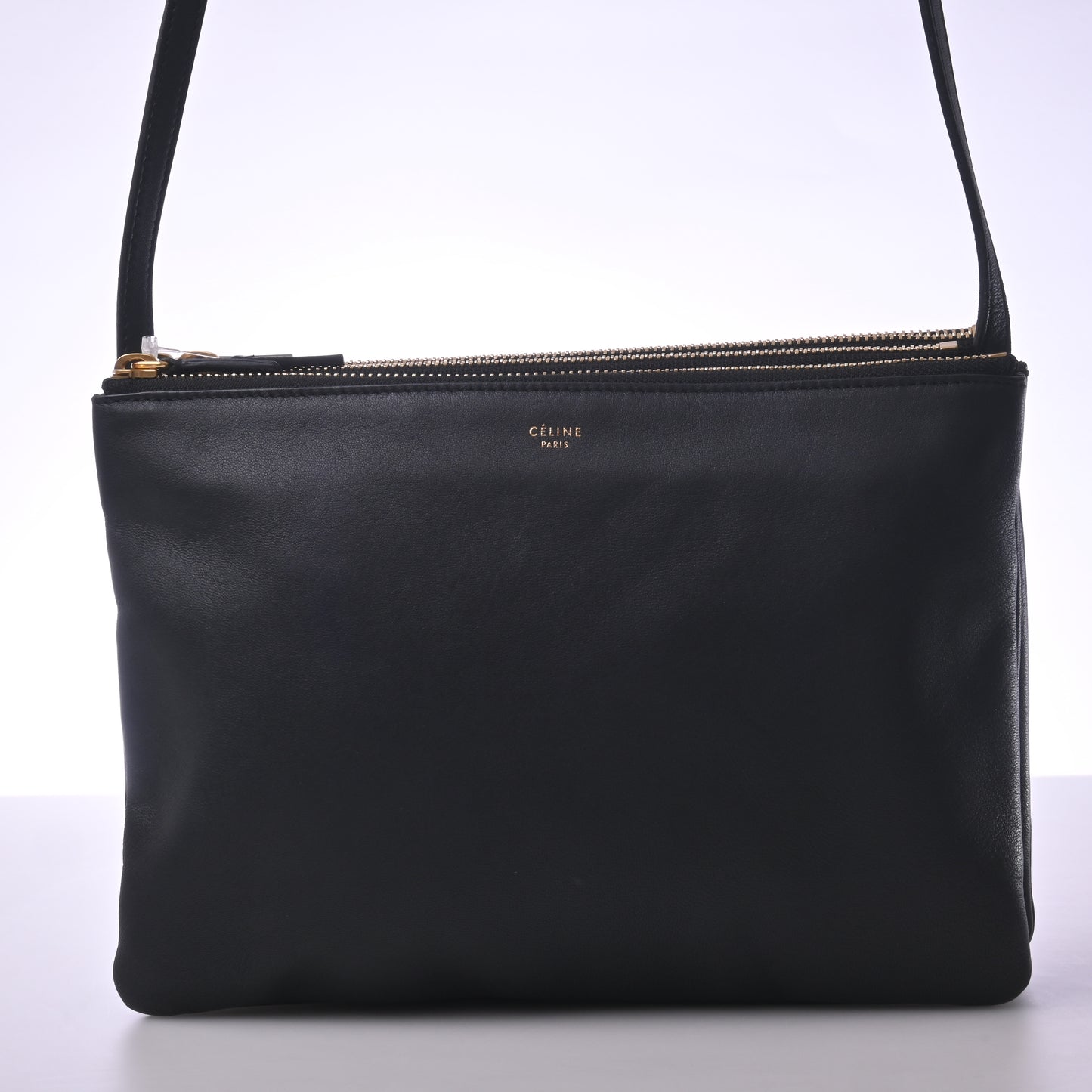 Leather Trio Large Shoulder Bag Black