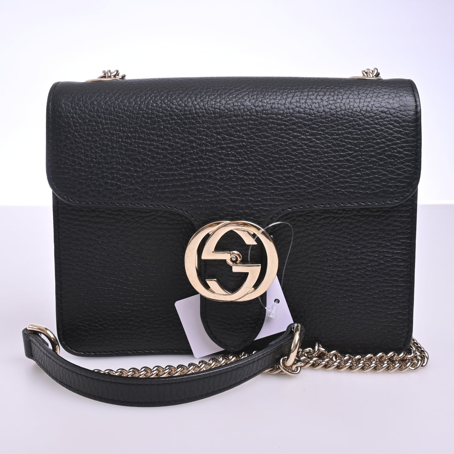 Interlocking Leather Shoulder Bag Black