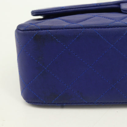 Lambskin Matelasse W Flap W Chain Shoulder Bag Blue G Metal Fittings 0 Series