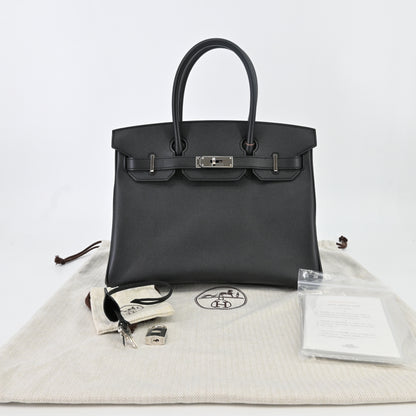 Birkin 30, Epsom leather, black, silver hardware, Q stamp