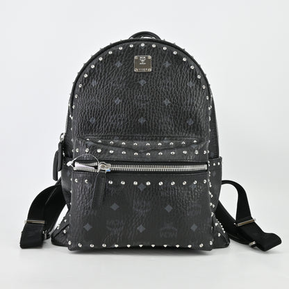 Leather studded backpack in black