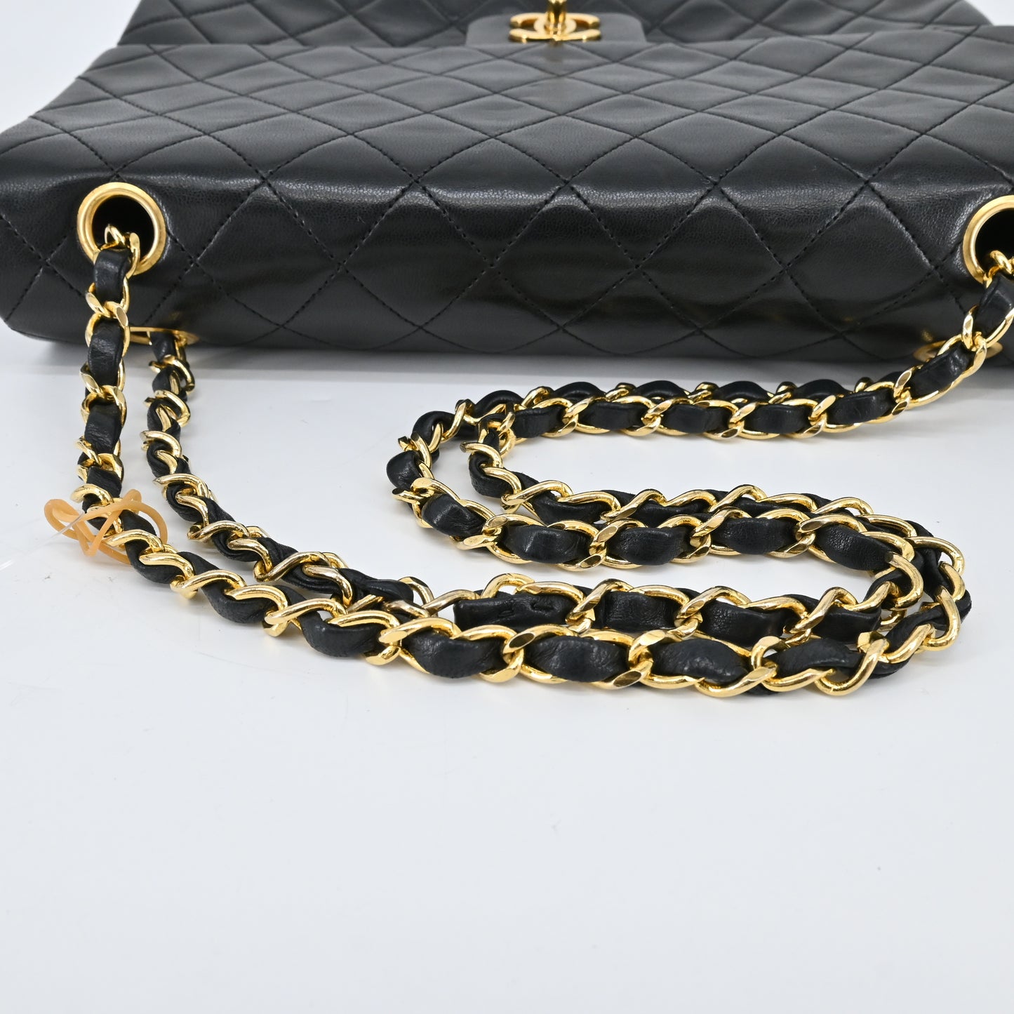 Lambskin Matelasse S Flap Double Chain Shoulder Bag Black G Metal Fittings 1st Series