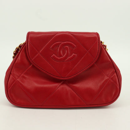 Lambskin Matelasse Chain Shoulder Bag G Metal Fittings Red Series 1