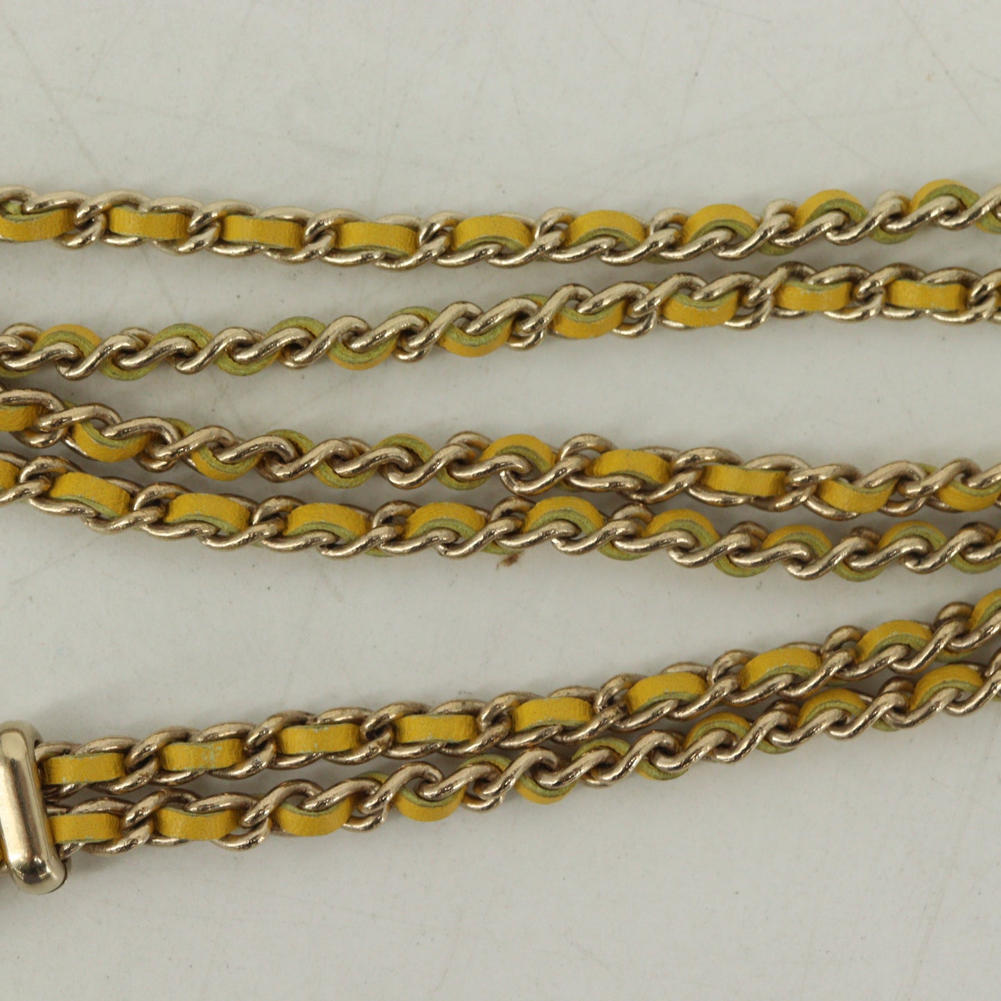 Leather Chain Coco Mark Charm Choker Yellow