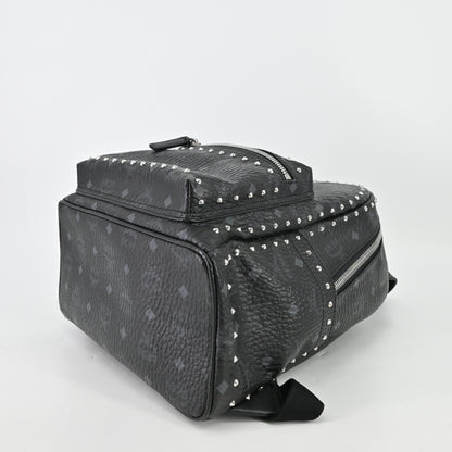 Leather studded backpack in black