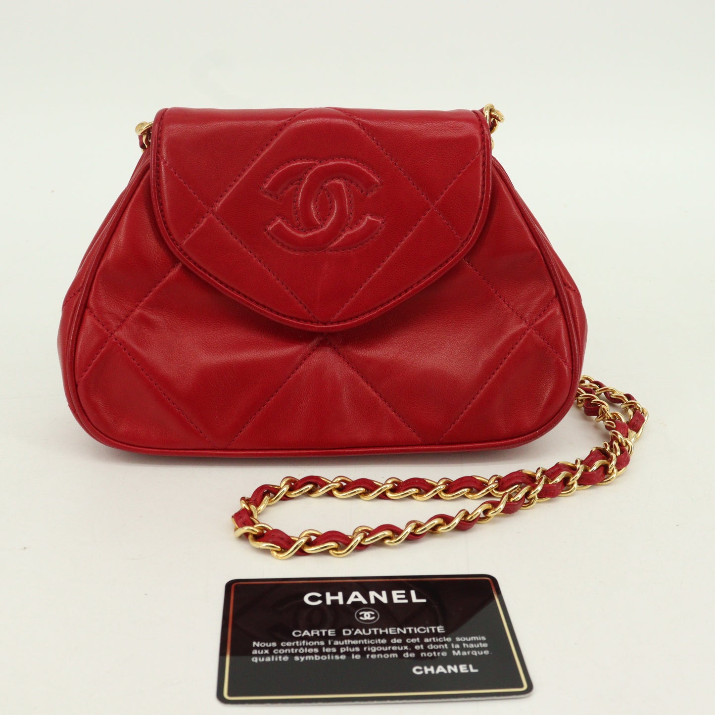 Lambskin Matelasse Chain Shoulder Bag G Metal Fittings Red Series 1