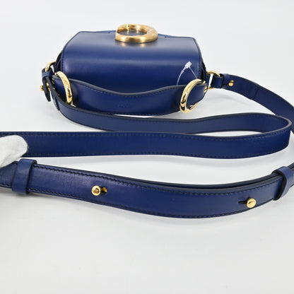 Leather 2WAY shoulder mini bag in blue