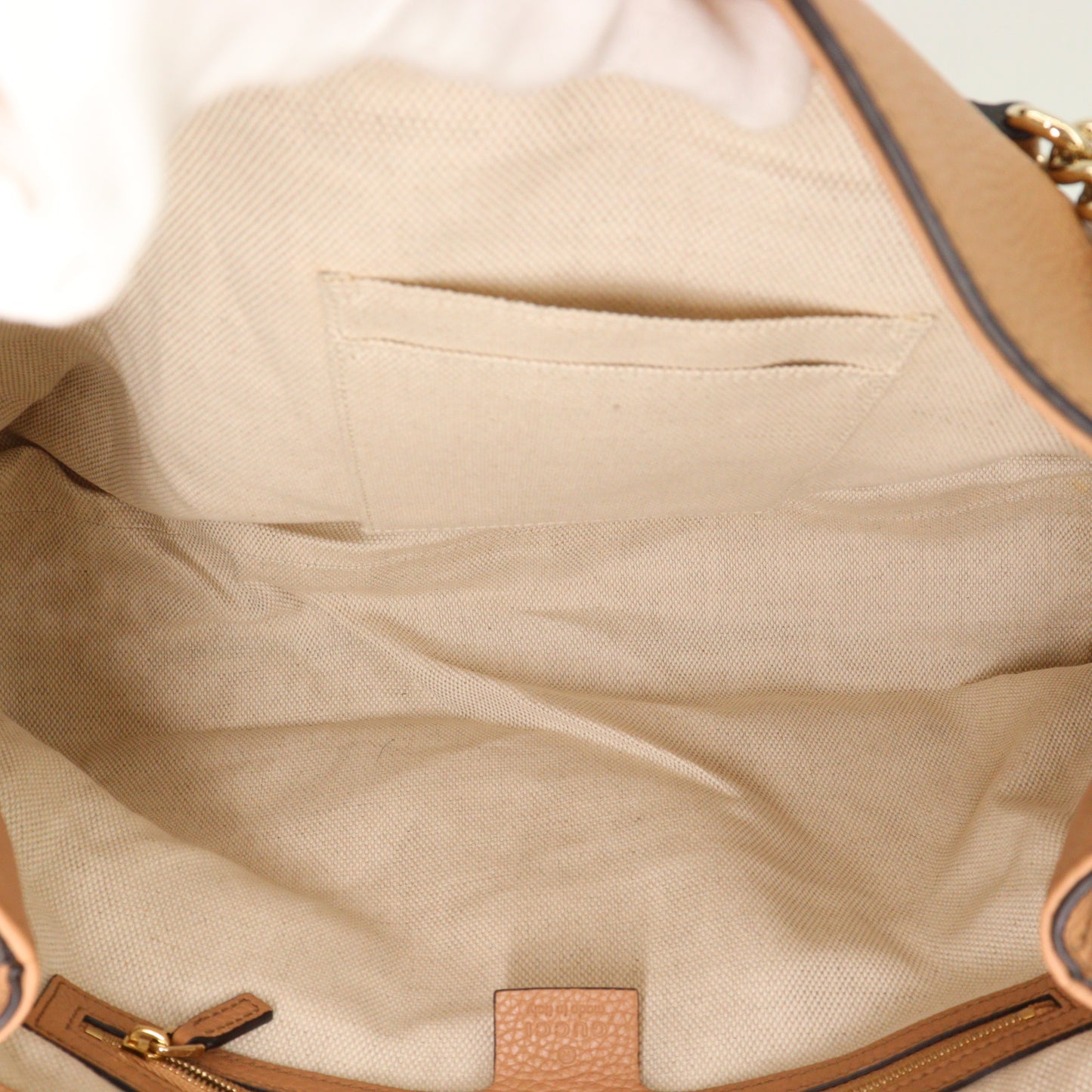 Leather Soho Tote Bag in Beige