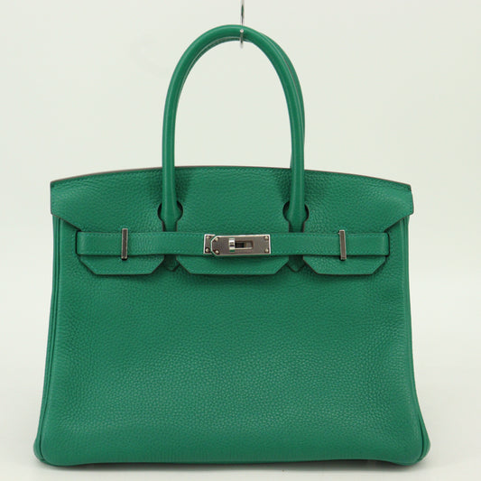 Taurillon Clemence Verso Birkin 30 Vert Vertigo x Veau Fonce SV hardware C stamp