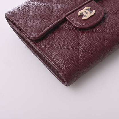 Caviar Tri-fold Wallet Bordeaux G Hardware 31 Series