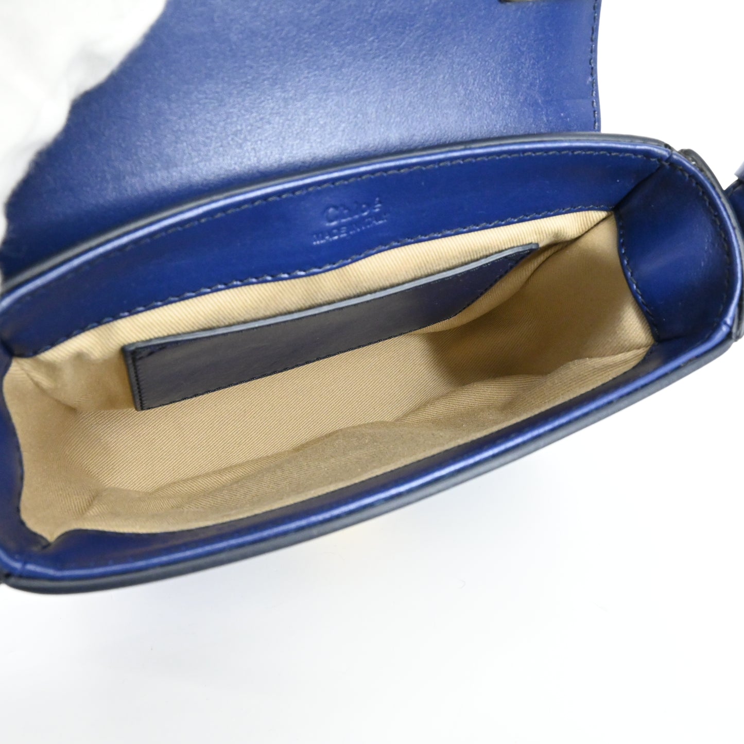 Leather 2WAY shoulder mini bag in blue