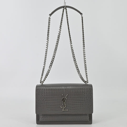 Saint Laurent Paris Sunset Medium Chain Shoulder Bag Grey