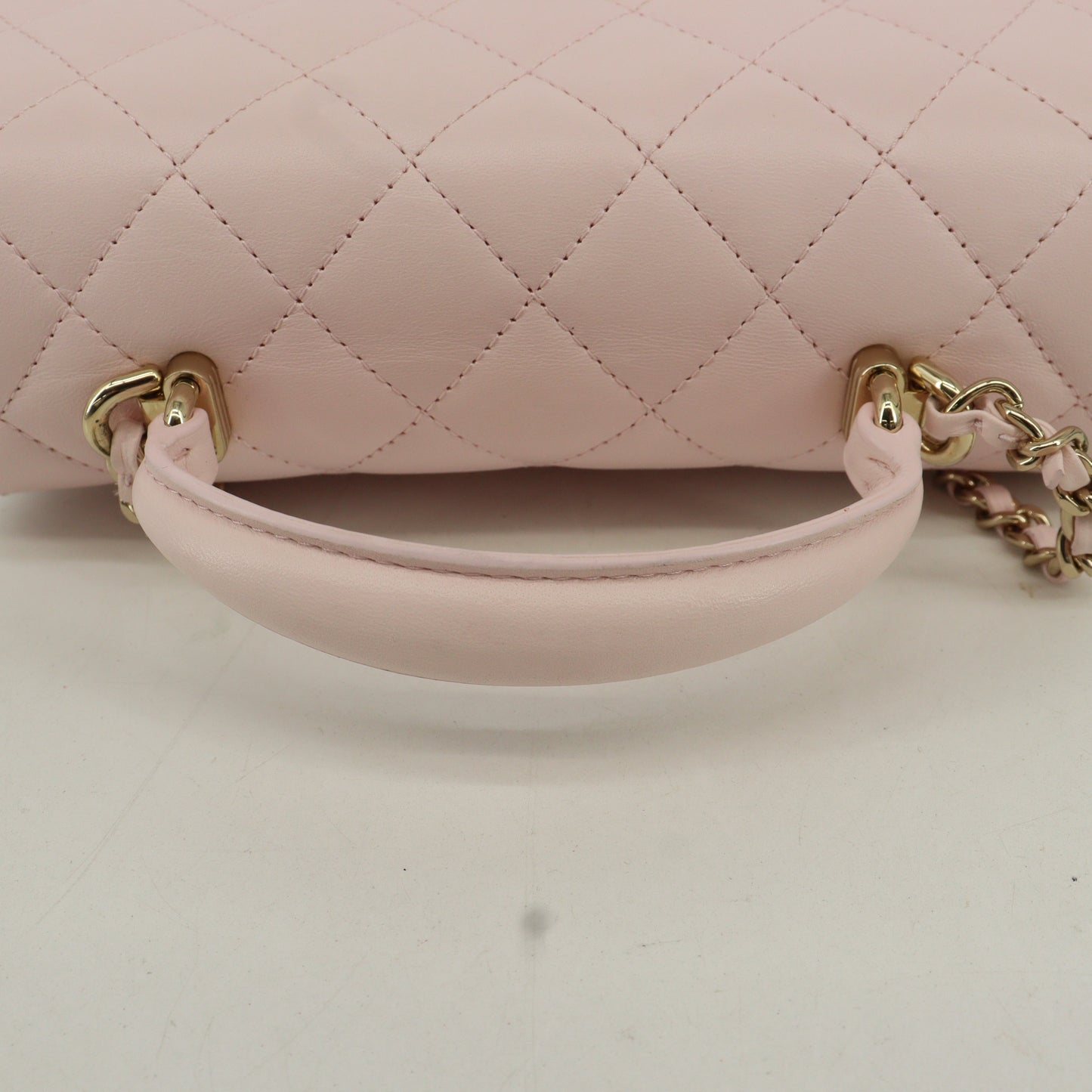 Lambskin Matelasse Top Handle Chain Shoulder Bag Pink G Hardware IC Chip