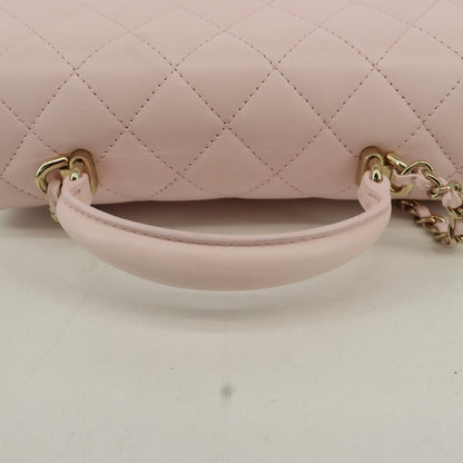 Lambskin Matelasse Top Handle Chain Shoulder Bag Pink G Hardware IC Chip