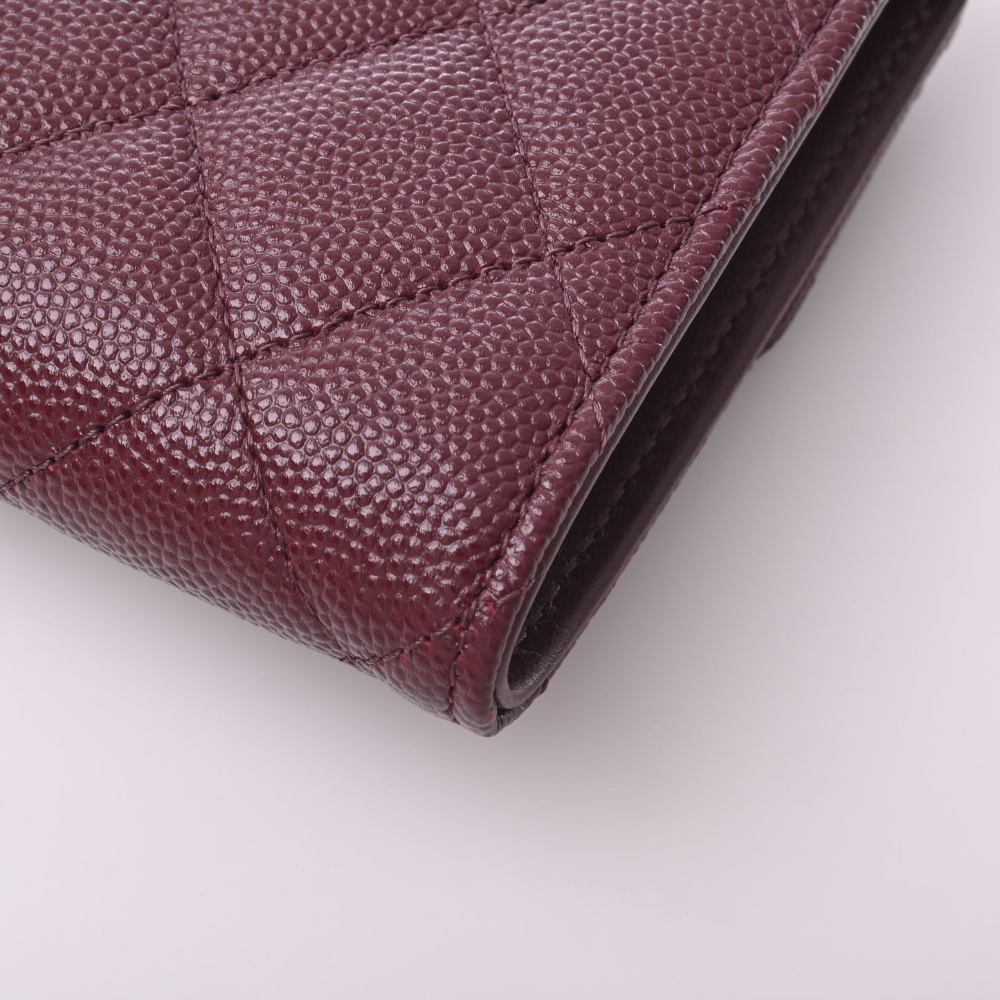 Caviar Tri-fold Wallet Bordeaux G Hardware 31 Series