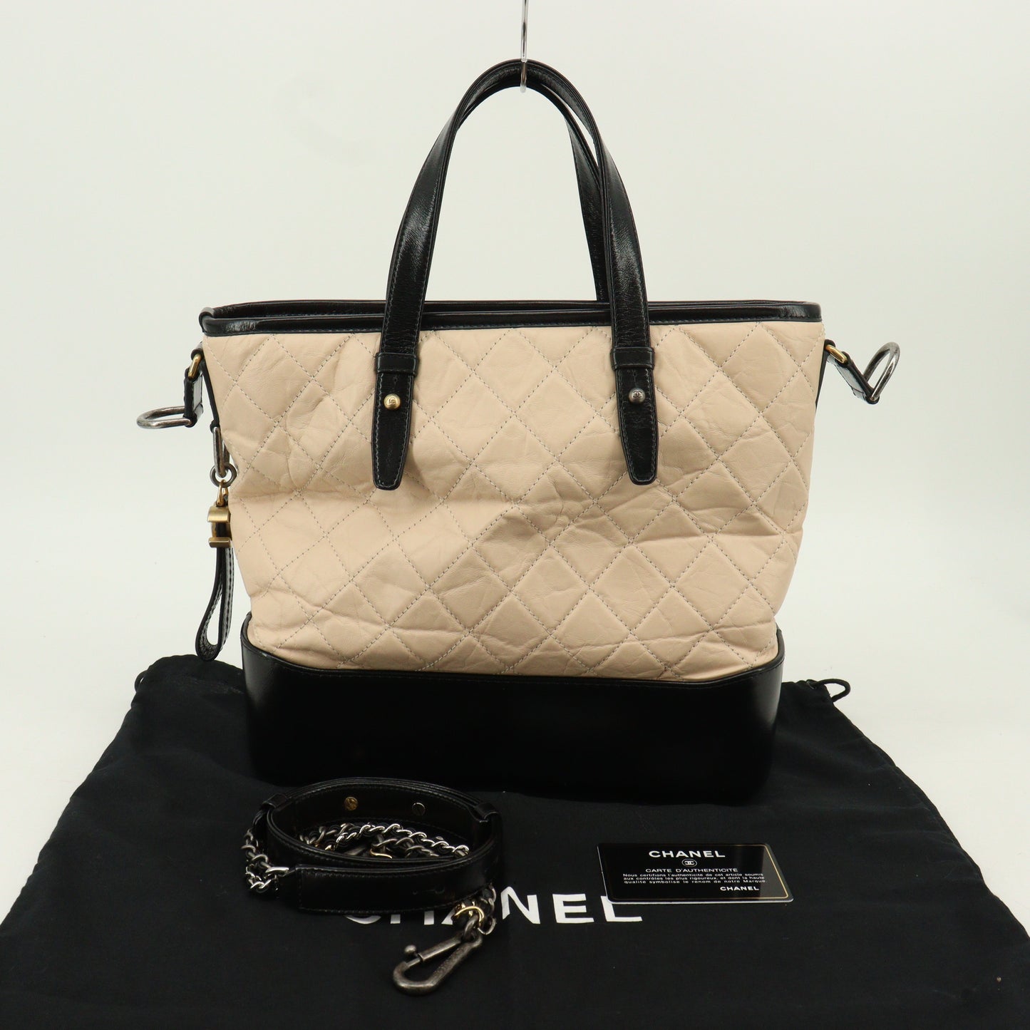 Leather Gabrielle de Chanel Coco Mark Chain Shoulder Bag Beige Multi-Metal Fittings 24th Series