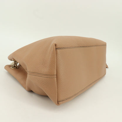 Leather Soho Tote Bag in Beige